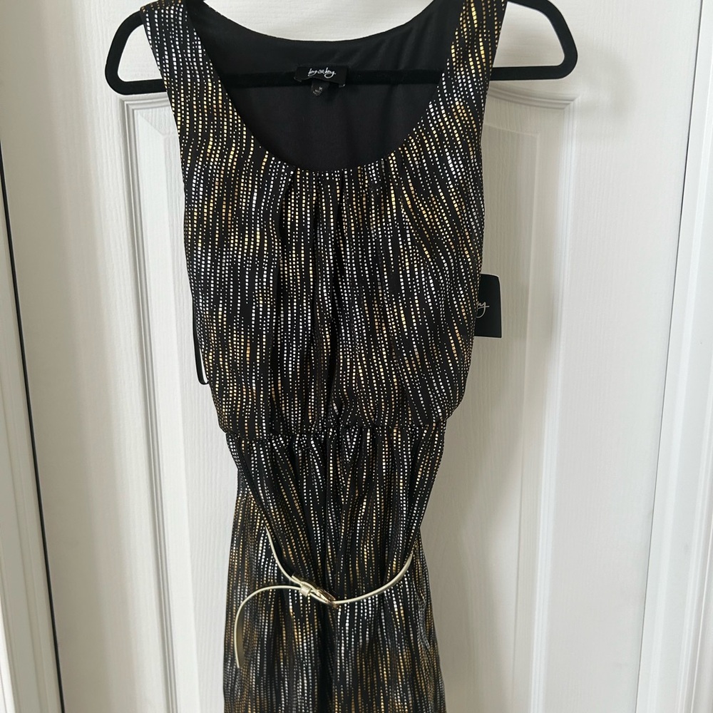 By & By Black Gold Silver Dress BNWT Medium